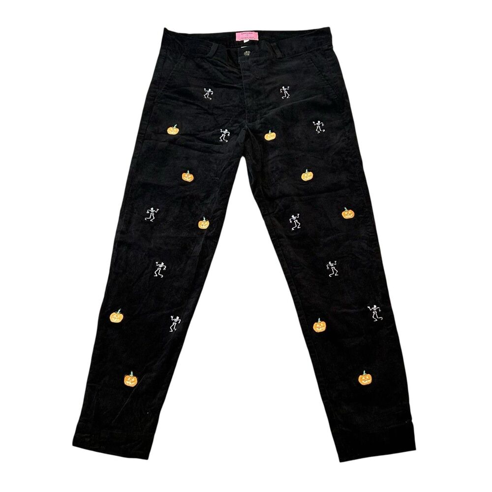 Castaway Nantucket Pants Women's 6 Corduroy Black Skeleton Pumpkin Halloween